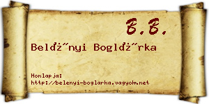 Belényi Boglárka névjegykártya
